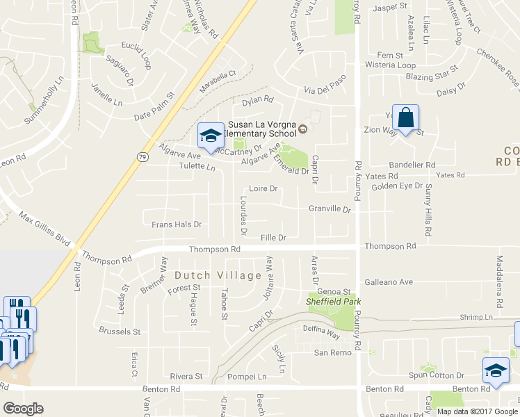 map of restaurants, bars, coffee shops, grocery stores, and more near 31635 Granville Drive in Winchester