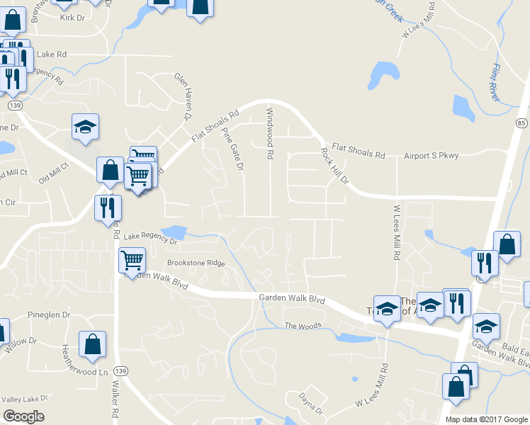 map of restaurants, bars, coffee shops, grocery stores, and more near 927 Silverwood Drive in Atlanta