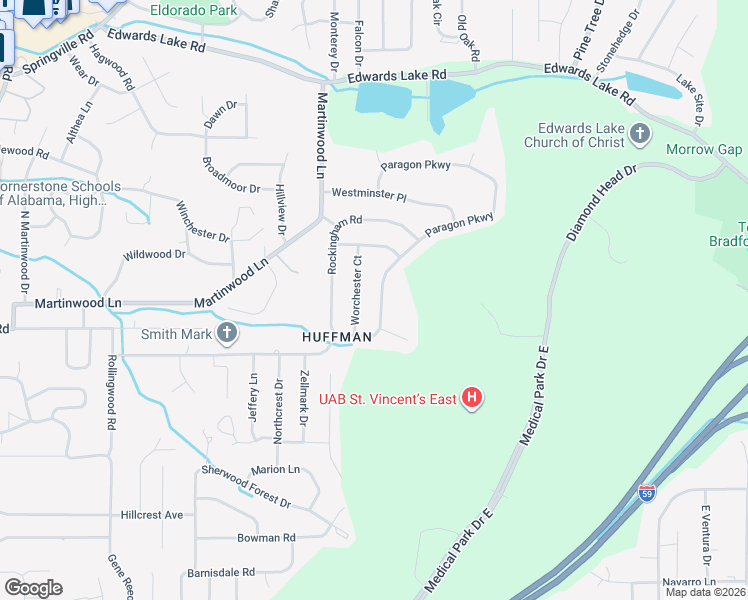 map of restaurants, bars, coffee shops, grocery stores, and more near 1336 Paragon Parkway in Birmingham