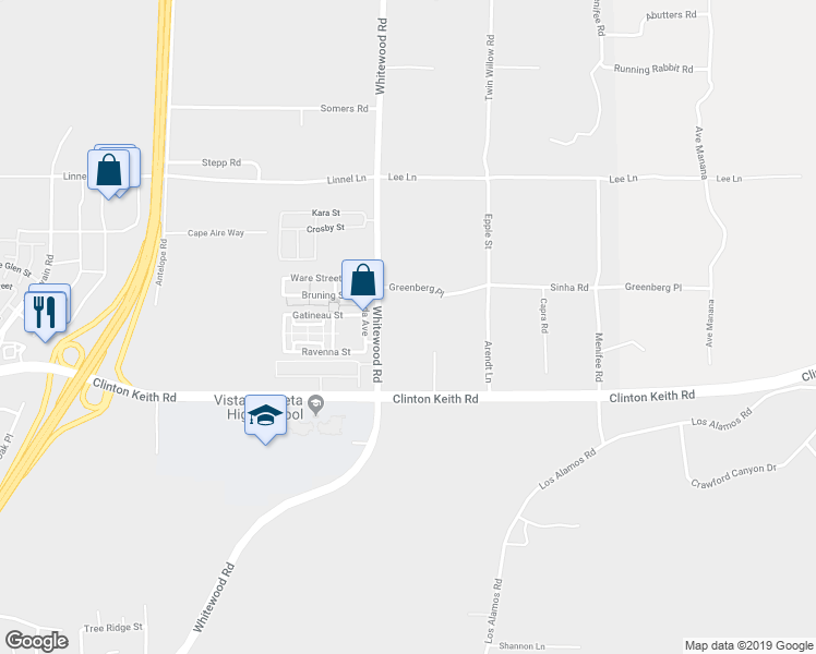 map of restaurants, bars, coffee shops, grocery stores, and more near 35824 Meadowlark Lane in Murrieta