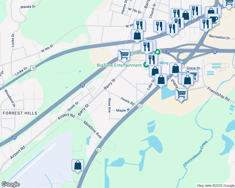 map of restaurants, bars, coffee shops, grocery stores, and more near 107 Howle Road in Oxford