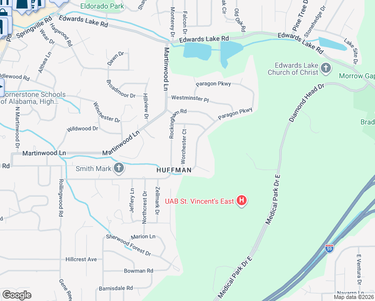 map of restaurants, bars, coffee shops, grocery stores, and more near 1336 Paragon Parkway in Birmingham