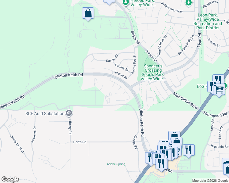 map of restaurants, bars, coffee shops, grocery stores, and more near 30288 Laviste Court in Murrieta