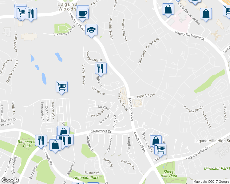 map of restaurants, bars, coffee shops, grocery stores, and more near 23565 El Cerrito in Laguna Beach