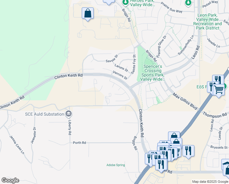 map of restaurants, bars, coffee shops, grocery stores, and more near 30288 Laviste Court in Murrieta