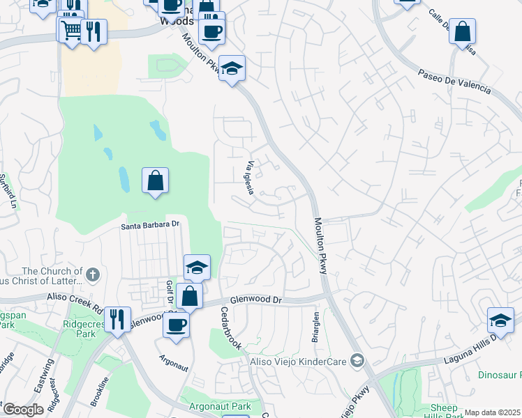 map of restaurants, bars, coffee shops, grocery stores, and more near 23485 El Reposa in Laguna Hills