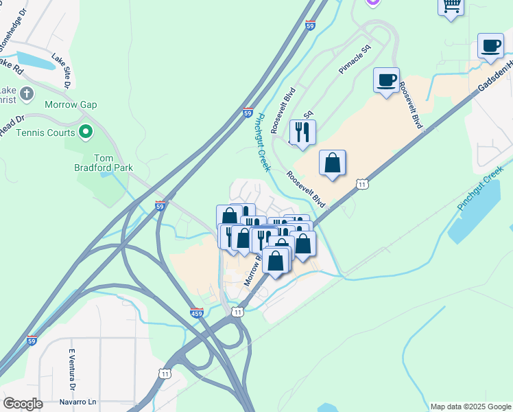 map of restaurants, bars, coffee shops, grocery stores, and more near 1310 Meadows Drive in Birmingham
