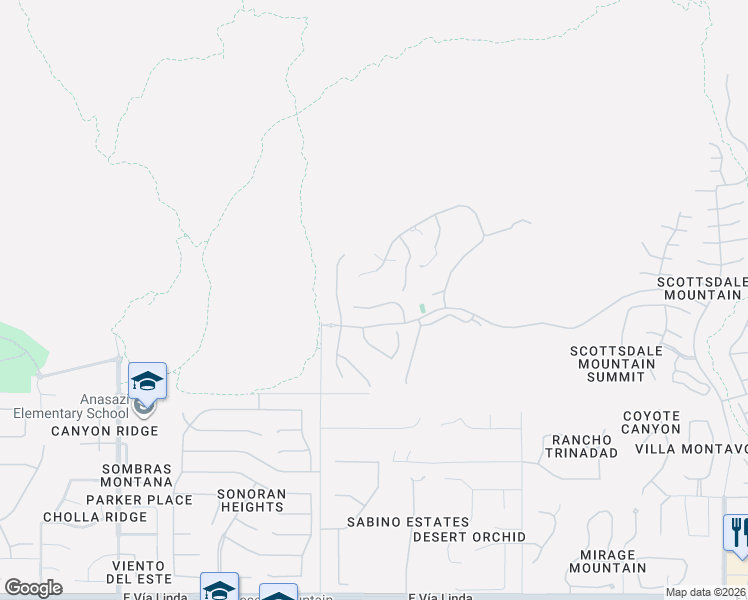 map of restaurants, bars, coffee shops, grocery stores, and more near 12911 East Desert Trail in Scottsdale