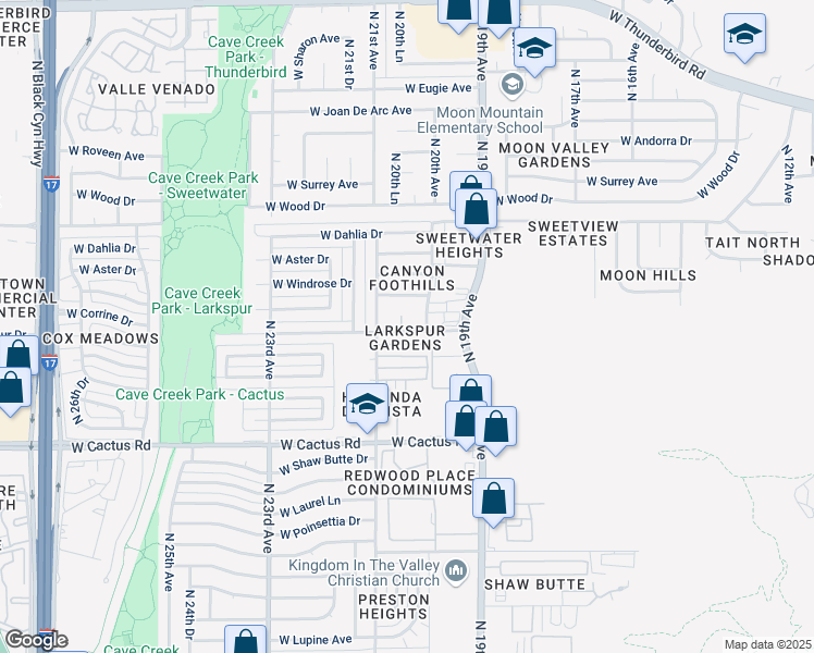 map of restaurants, bars, coffee shops, grocery stores, and more near 12601 North 20th Drive in Phoenix