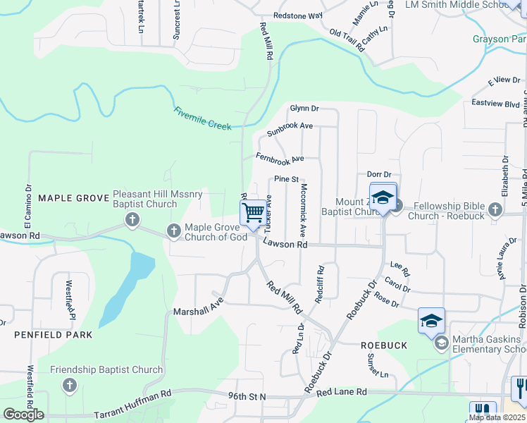 map of restaurants, bars, coffee shops, grocery stores, and more near 224 Tucker Avenue in Birmingham