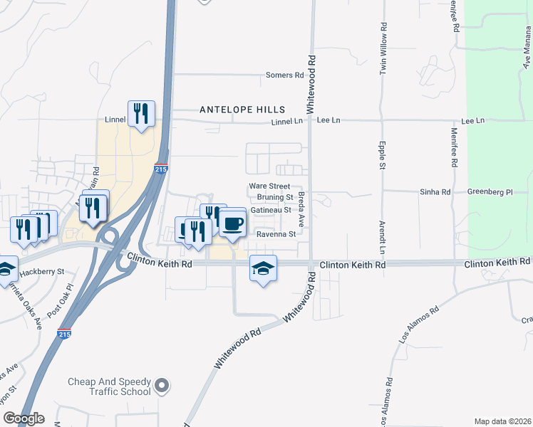 map of restaurants, bars, coffee shops, grocery stores, and more near 28354 Wellsville Street in Murrieta