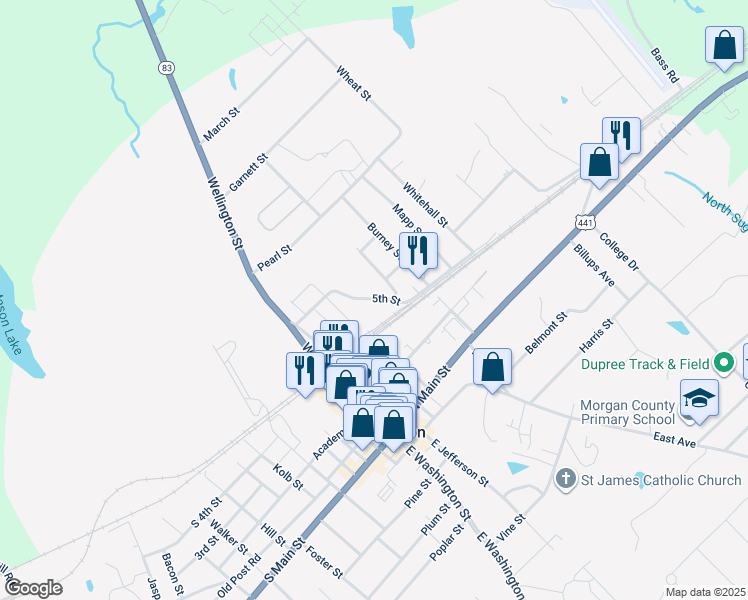 map of restaurants, bars, coffee shops, grocery stores, and more near 555 5th Street in Madison