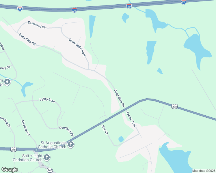 map of restaurants, bars, coffee shops, grocery stores, and more near 65 Deep Step Road in Covington