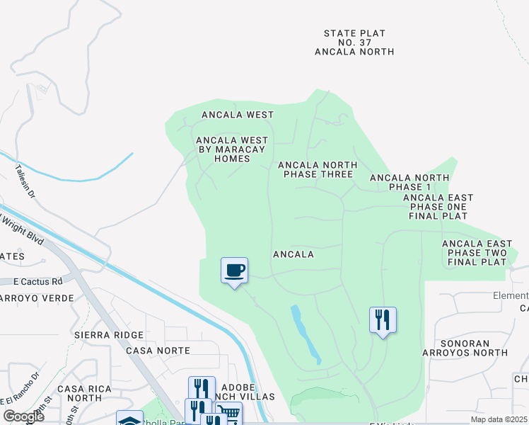 map of restaurants, bars, coffee shops, grocery stores, and more near 12562 North 116th Street in Scottsdale