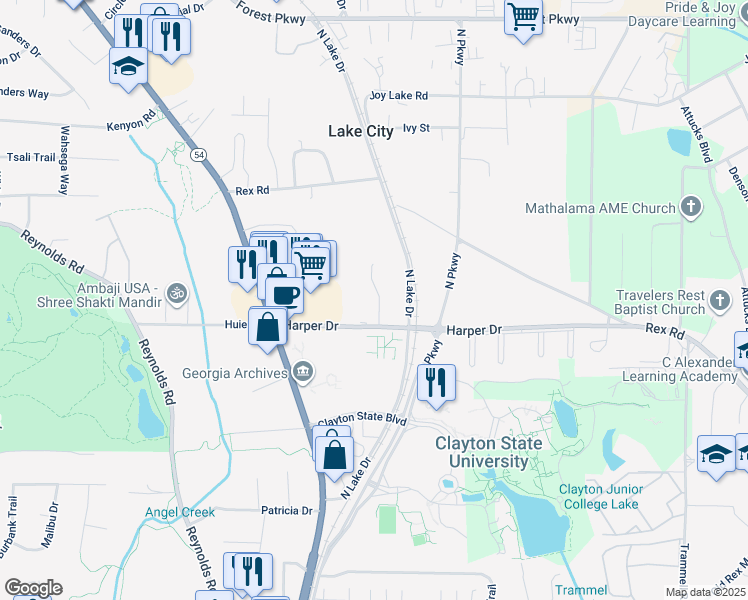 map of restaurants, bars, coffee shops, grocery stores, and more near 5669 Waterford Court in Morrow