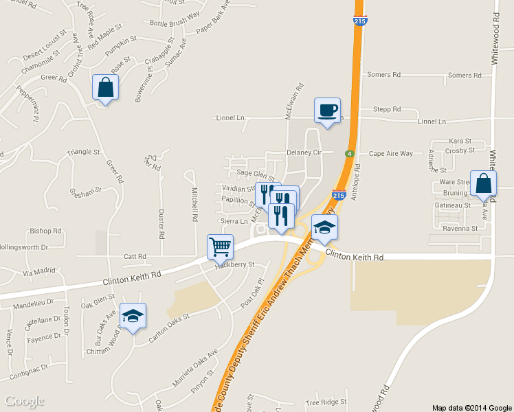 map of restaurants, bars, coffee shops, grocery stores, and more near 27714 McElwain Road in Murrieta