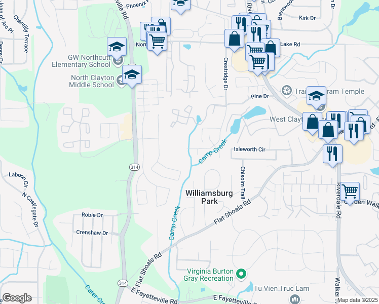 map of restaurants, bars, coffee shops, grocery stores, and more near 5728 Norman Court in Atlanta