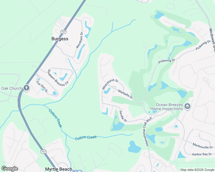 map of restaurants, bars, coffee shops, grocery stores, and more near 310 Conchal Court in Murrells Inlet