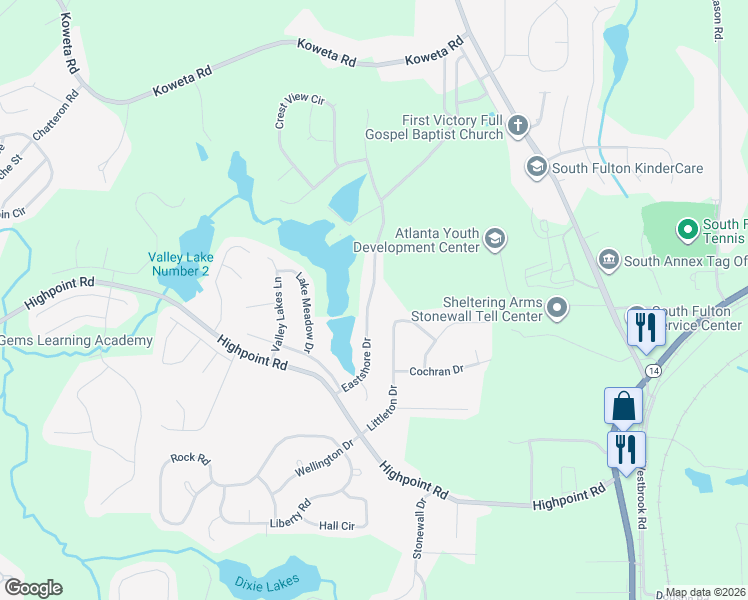 map of restaurants, bars, coffee shops, grocery stores, and more near 8246 Eastshore Drive in Union City