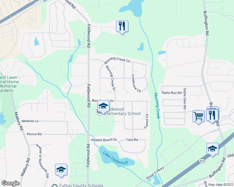 map of restaurants, bars, coffee shops, grocery stores, and more near 3755 Benchmark Drive in College Park