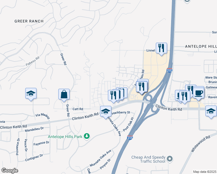 map of restaurants, bars, coffee shops, grocery stores, and more near 35901 Mitchell Road in Murrieta