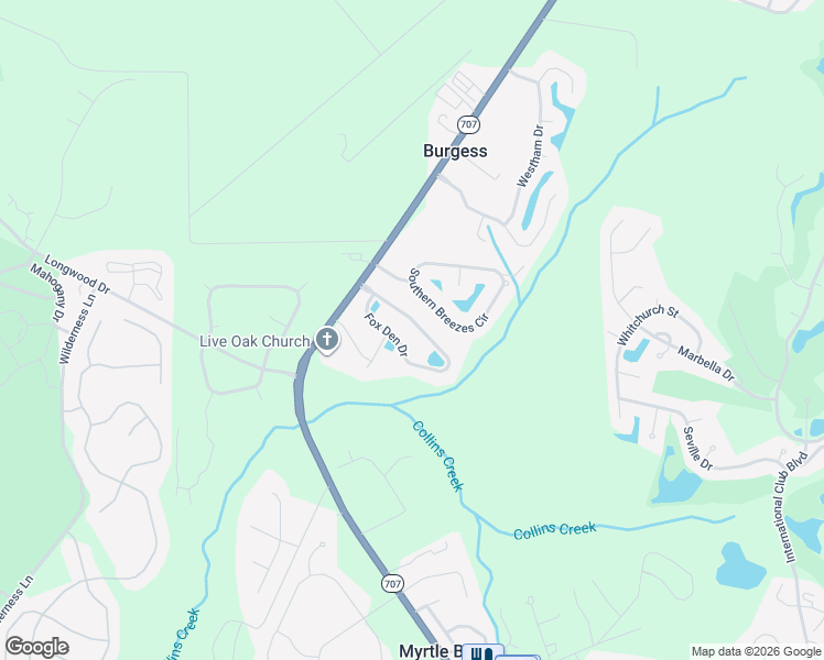 map of restaurants, bars, coffee shops, grocery stores, and more near 216 Fox Den Drive in Murrells Inlet