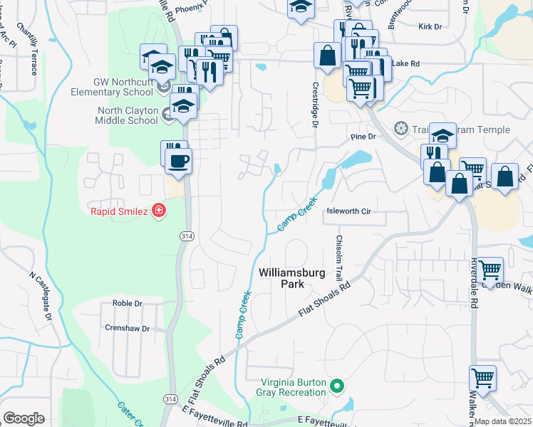 map of restaurants, bars, coffee shops, grocery stores, and more near 5728 Norman Court in Atlanta