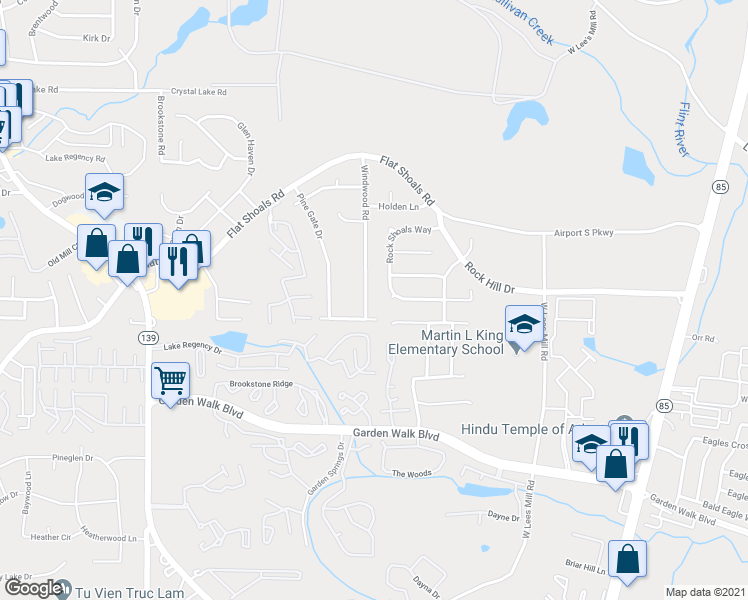 map of restaurants, bars, coffee shops, grocery stores, and more near 5634 Windwood Road in Atlanta