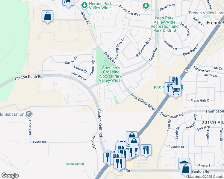 map of restaurants, bars, coffee shops, grocery stores, and more near 35781 Bobcat Way in Murrieta
