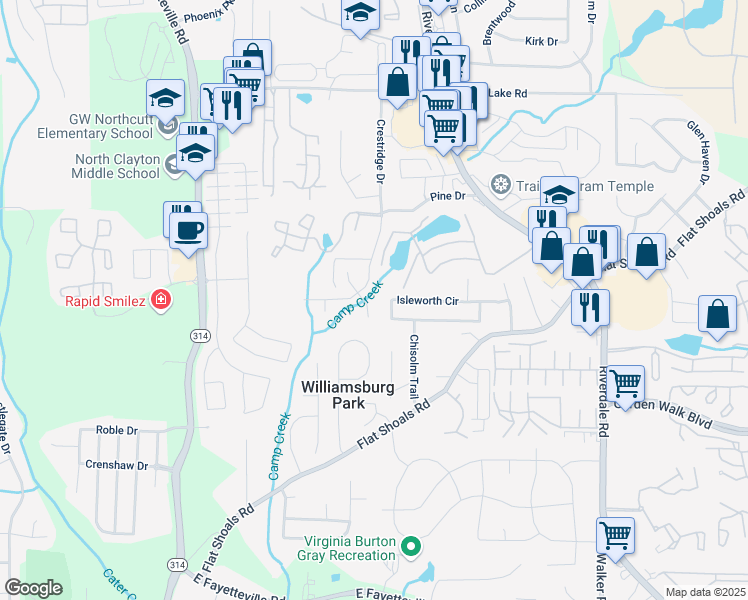 map of restaurants, bars, coffee shops, grocery stores, and more near 1534 Norman Crossing in Atlanta