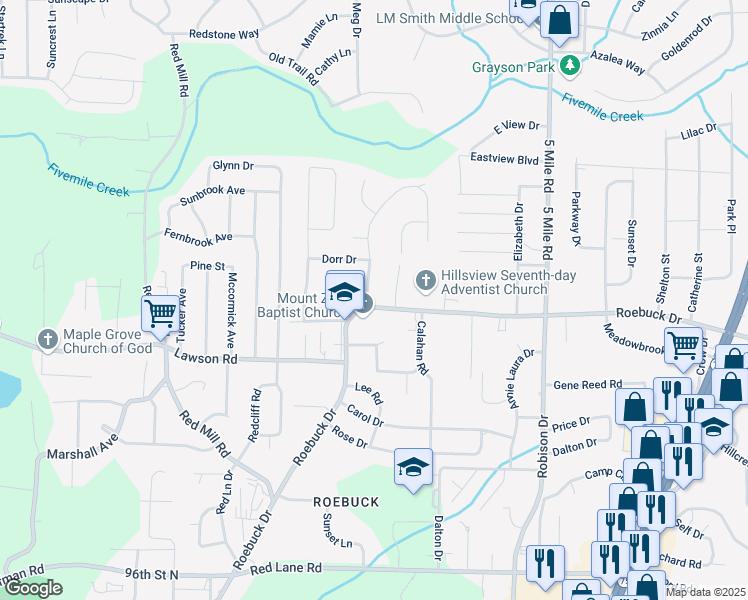 map of restaurants, bars, coffee shops, grocery stores, and more near 815 Nelson Drive in Birmingham