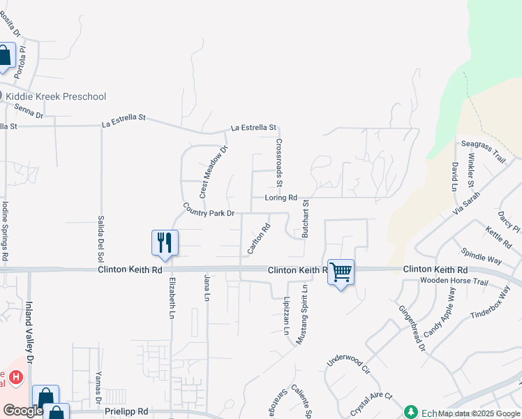 map of restaurants, bars, coffee shops, grocery stores, and more near 35982 Country Park Drive in Wildomar