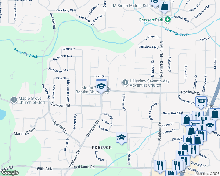 map of restaurants, bars, coffee shops, grocery stores, and more near 815 Nelson Drive in Birmingham