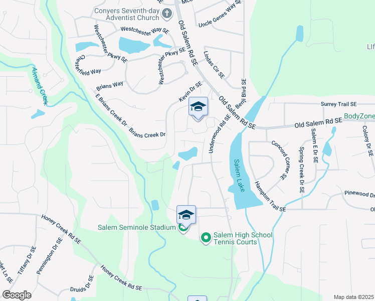 map of restaurants, bars, coffee shops, grocery stores, and more near 1771 Southgate Lane Southeast in Conyers
