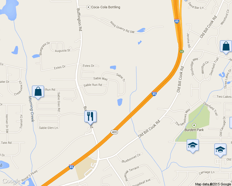 map of restaurants, bars, coffee shops, grocery stores, and more near 5717 Sable Way in Atlanta
