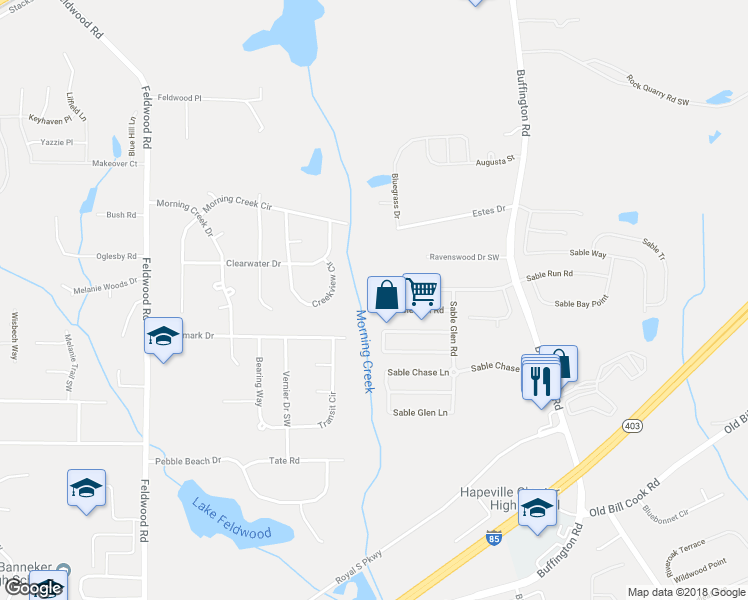map of restaurants, bars, coffee shops, grocery stores, and more near 3061 Sable Run Road in Atlanta