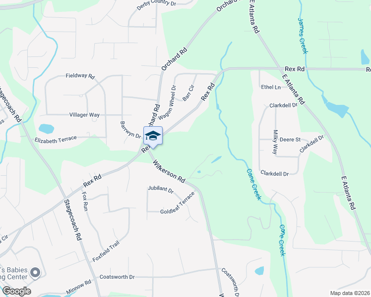 map of restaurants, bars, coffee shops, grocery stores, and more near 4324 Rex Road in Rex