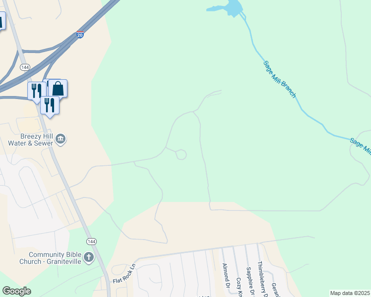 map of restaurants, bars, coffee shops, grocery stores, and more near 199 Sage Valley Drive in Graniteville