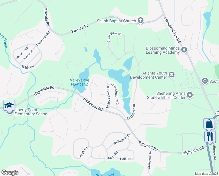 map of restaurants, bars, coffee shops, grocery stores, and more near 8674 Valley Lakes Lane in Union City