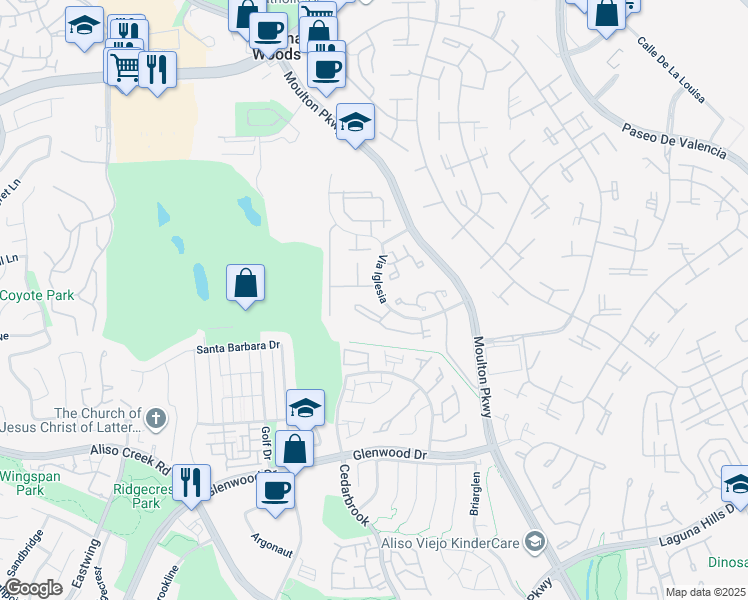 map of restaurants, bars, coffee shops, grocery stores, and more near 23402 Via San Martine in Laguna Hills
