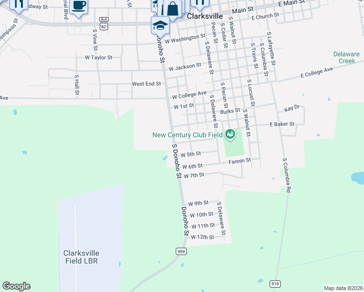 map of restaurants, bars, coffee shops, grocery stores, and more near 801-811 West 4th Street in Clarksville