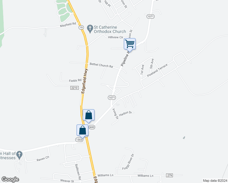 map of restaurants, bars, coffee shops, grocery stores, and more near 4 Dallas Circle in Aiken