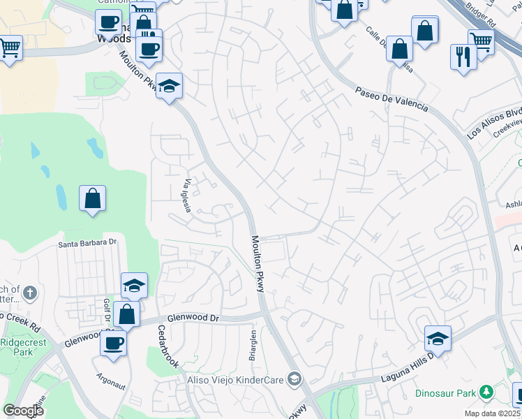 map of restaurants, bars, coffee shops, grocery stores, and more near 465 Avenida Sevilla in Laguna Woods