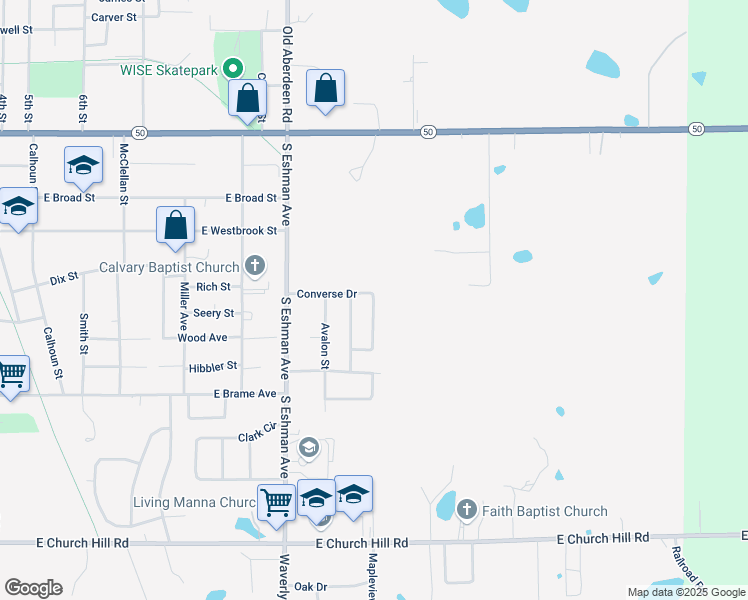 map of restaurants, bars, coffee shops, grocery stores, and more near 1200 Converse Drive in West Point