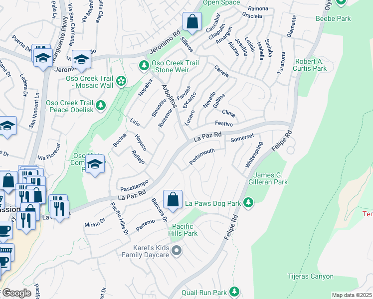 map of restaurants, bars, coffee shops, grocery stores, and more near 27861 Sheffield in Mission Viejo