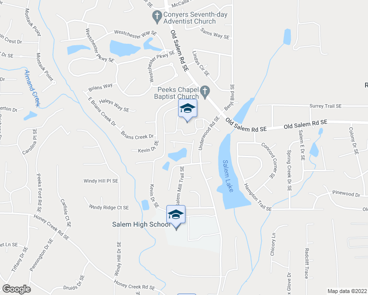 map of restaurants, bars, coffee shops, grocery stores, and more near 1771 Southgate Lane Southeast in Conyers