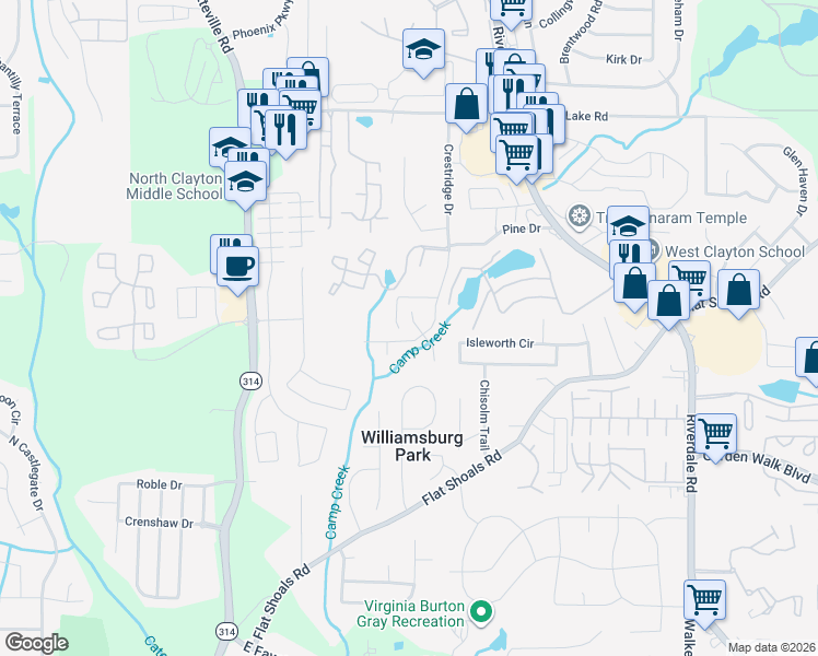 map of restaurants, bars, coffee shops, grocery stores, and more near 1564 Norman Crossing in Atlanta