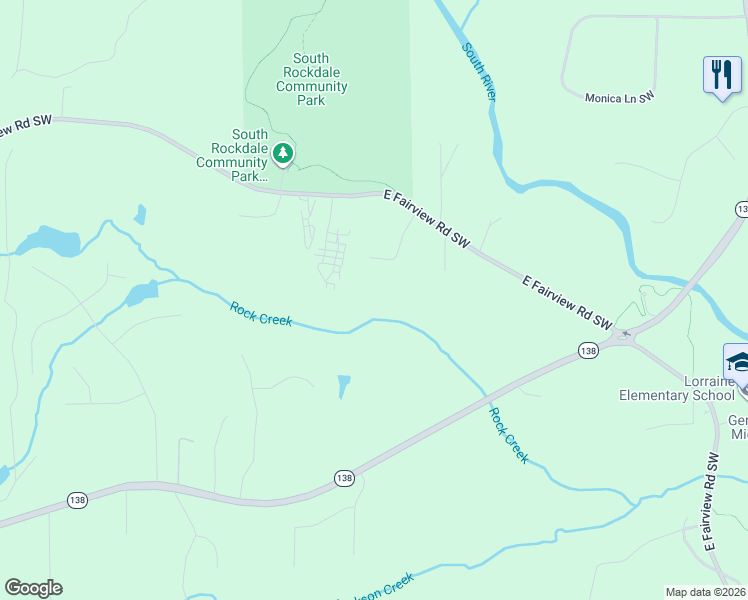 map of restaurants, bars, coffee shops, grocery stores, and more near 3520 Woodside Drive in Stockbridge
