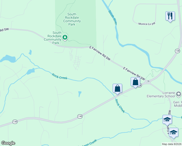 map of restaurants, bars, coffee shops, grocery stores, and more near 3520 Woodside Drive in Stockbridge