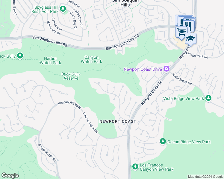 map of restaurants, bars, coffee shops, grocery stores, and more near 7 Via Brezza in Newport Beach